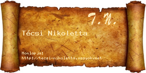 Técsi Nikoletta névjegykártya